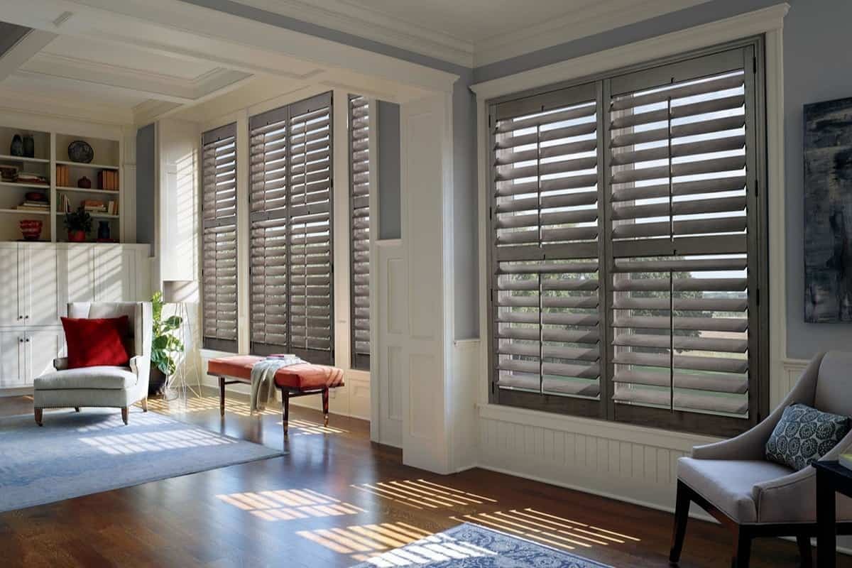 Hunter Douglas Heritance® Hardwood Shutters in stylish neutral tones near Traverse City, Michigan (MI)