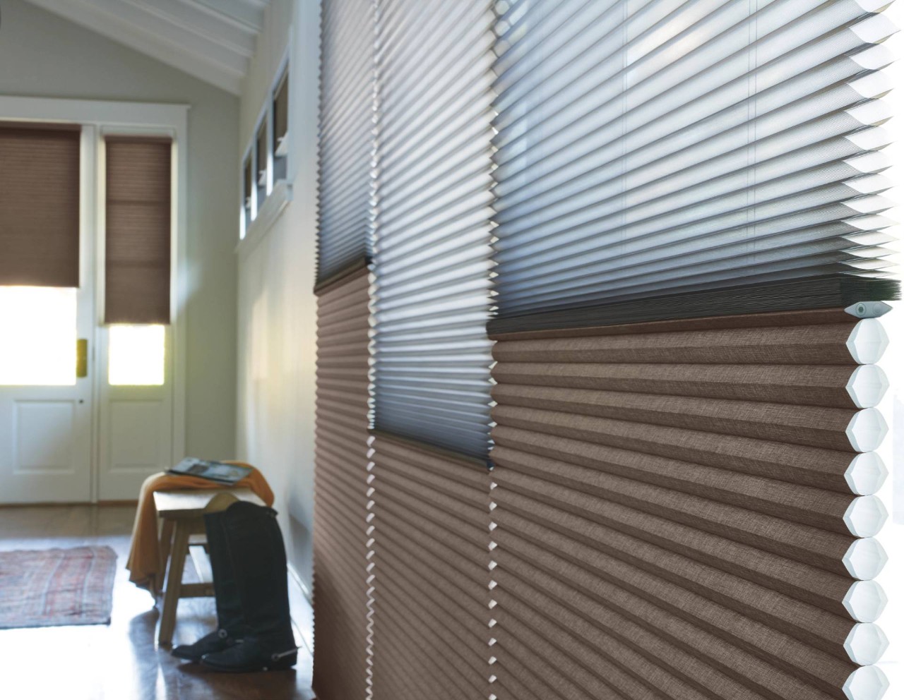 Hunter Douglas Duette® Cellular Shades in an entryway near Traverse City, MI