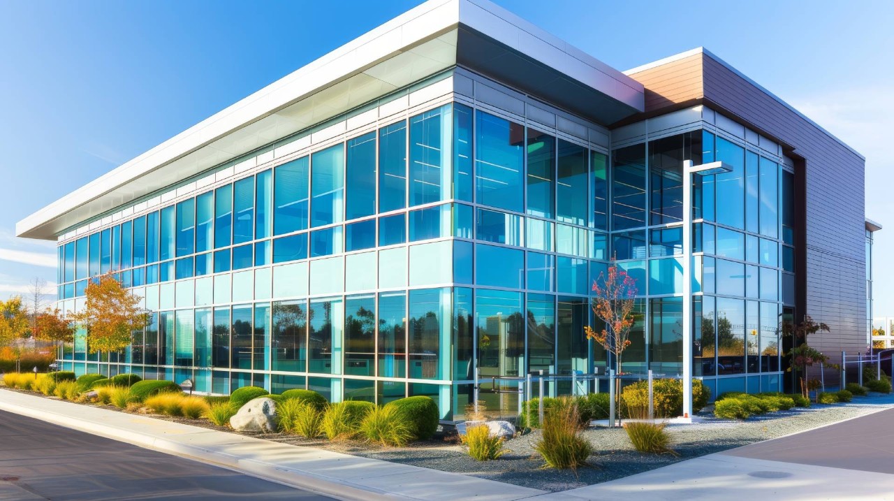 Commercial window treatments in an office building near Traverse City, MI