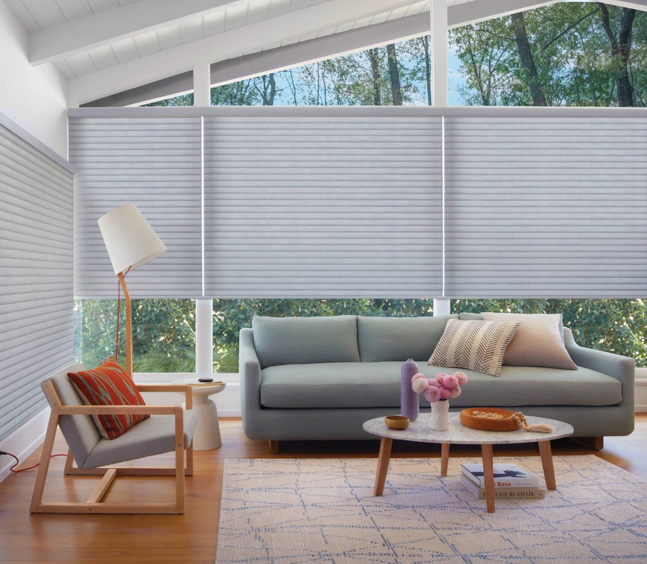 Sonnette® Roller Shades in a living room near Traverse City, Michigan