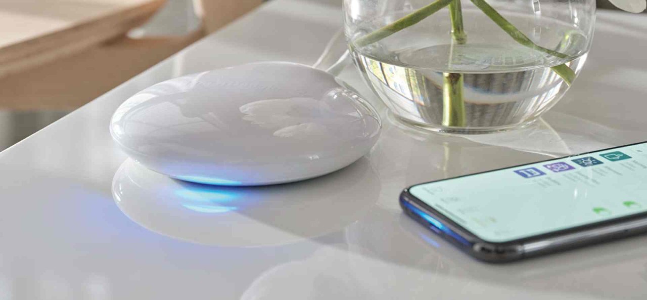 Hunter Douglas PowerView® Automation remote on a table near Traverse City, MI.